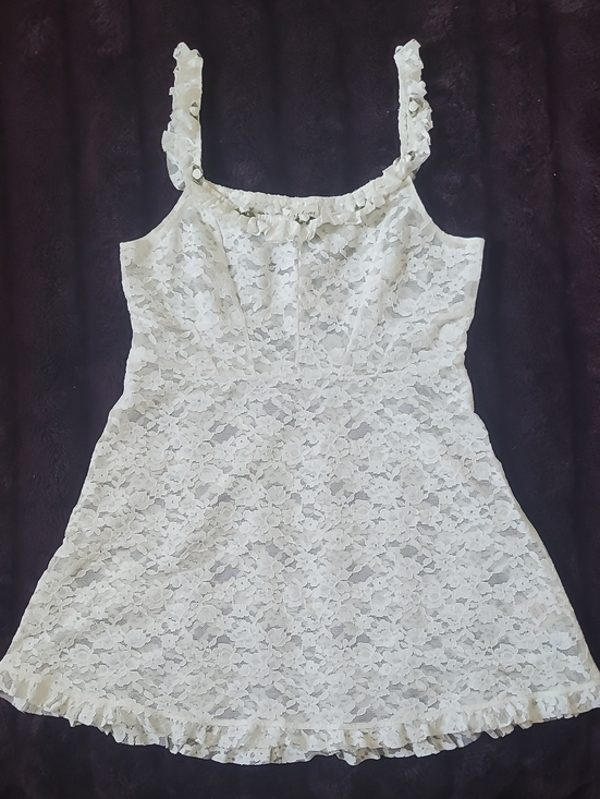 For Love And Lemons Other - For Love & Lemons White Lace Chemise with Rose Details